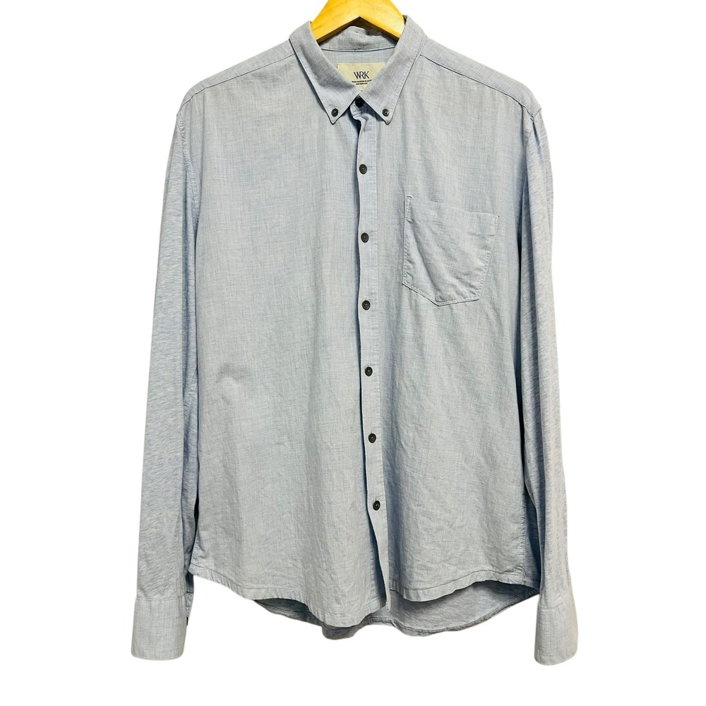 WRK‎ Shirt Mens XL Light Blue The Reworked Shirt Button Down Cotton Long Sleeve
